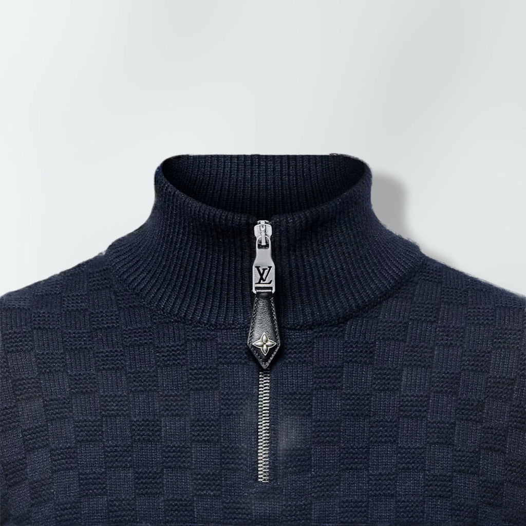 Pull demi-zippé en laine et cachemire