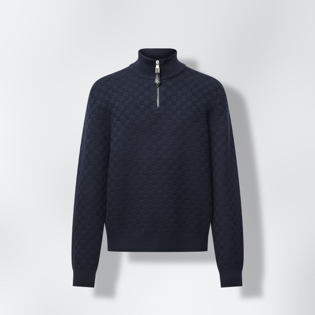 Pull demi-zippé en laine et cachemire