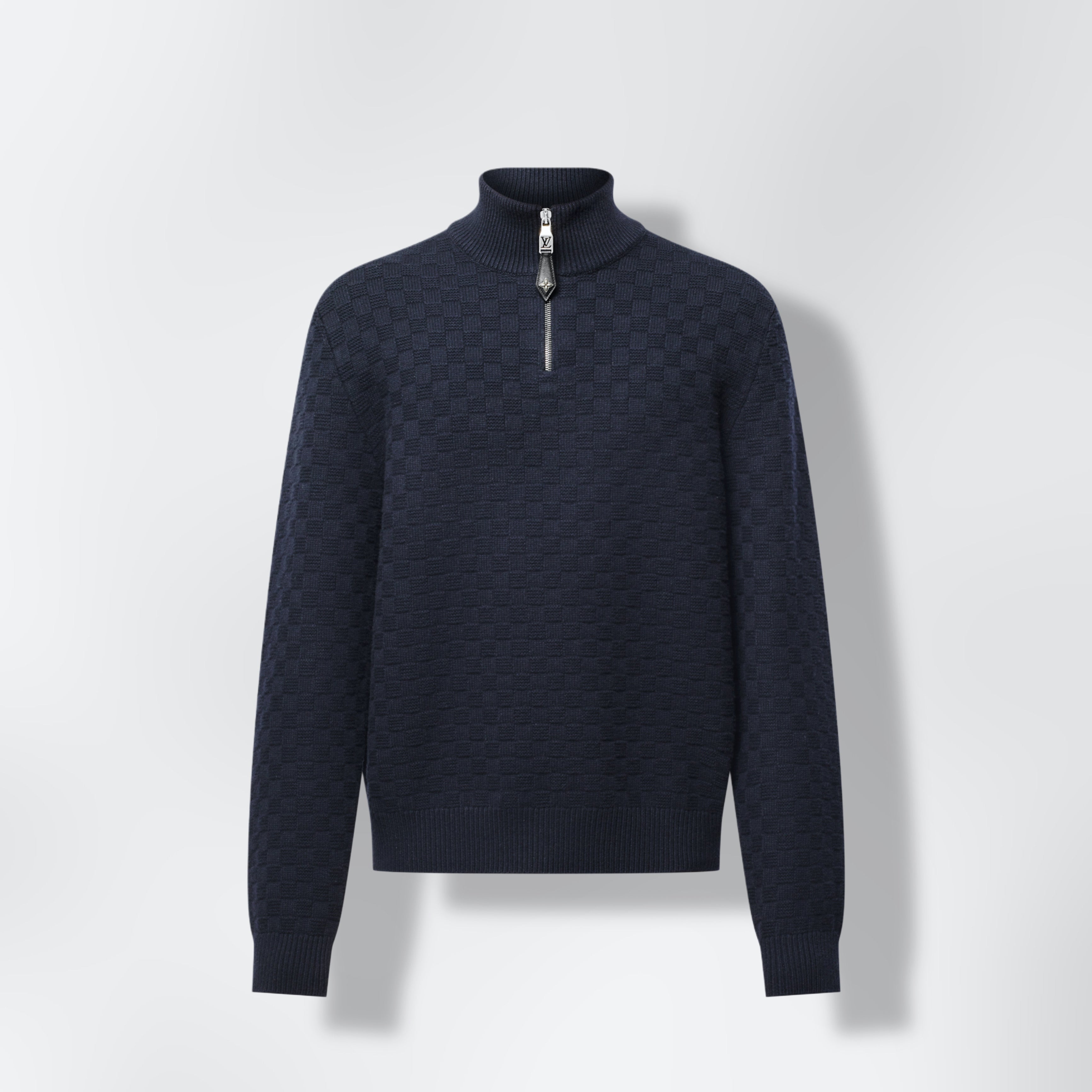 Pull demi-zippé en laine et cachemire