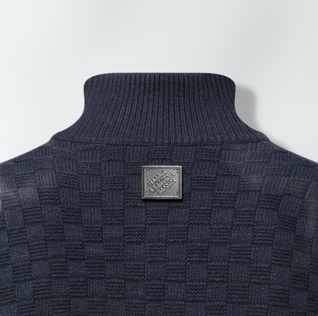 Pull demi-zippé en laine et cachemire